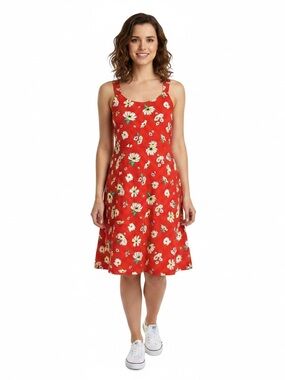 SO red sundress Mini Daisy Floral Size XL juniors smocked back elastic straps
